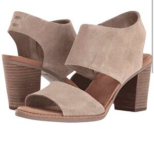 EUC TOMS size 9 Majorca Cutout Suede Sandals - Desert Taupe